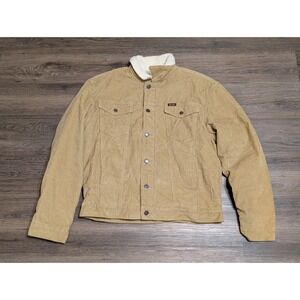 Wrangler Mens Tan Corduroy Sherpa Lined Western Trucker Jacket Size Medium